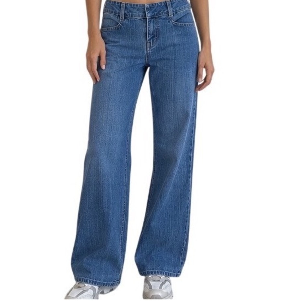 London Jean Womens Blue Wide Leg Low Rise Denim Jeans Size 4 Made in Canada